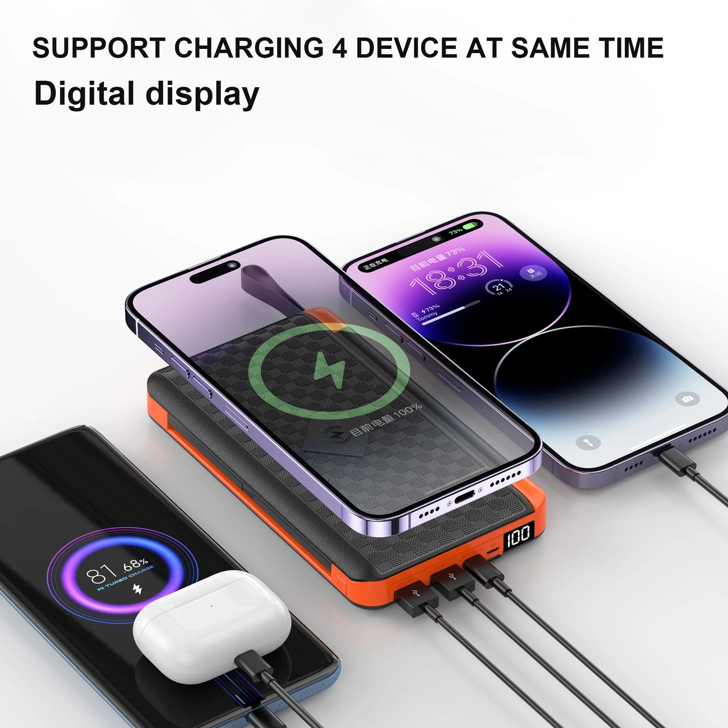 3-Panel Solar Power Bank 20000mAh | Wireless Charging